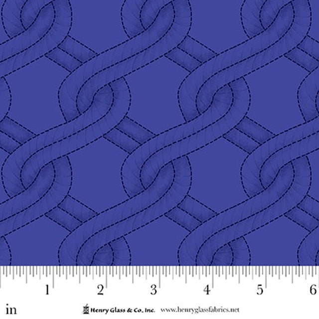 Cotton Quilt Back Fabric Royal Blue Twisted Rope Stitched Braid 108" Wide