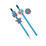 1 1/4" x 1 1/2" Bulk 48 Pieces Patriotic Themed Rubber Pencil Charms Assortment