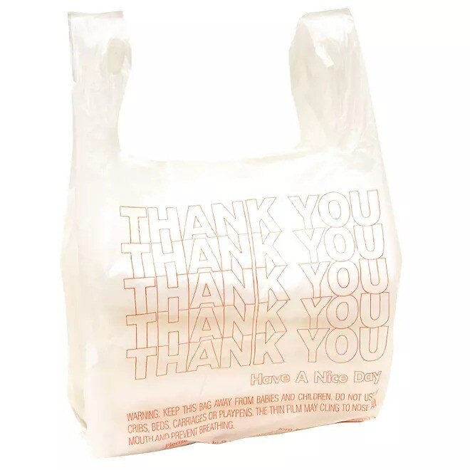 Thank You T-Shirt Bags, 11.5" x 6.5" x 22" - Retail Carry-Out Bags - Eco-Friendly Tote Bags | Raheev®