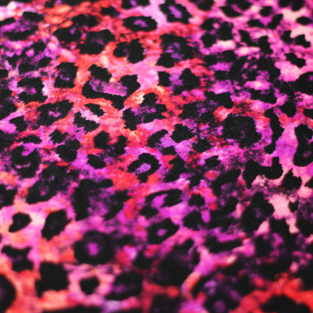 Jungle Fever Nylon Spandex Fabric - Multi-Color Leopard Print, 58/60" Width (1 Yard)