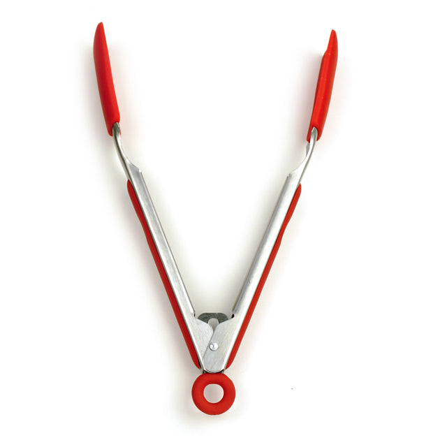 RSVP International Endurance Square Tip Silicone 9" Tongs, Red