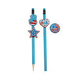 1 1/4" x 1 1/2" Bulk 48 Pieces Patriotic Themed Rubber Pencil Charms Assortment