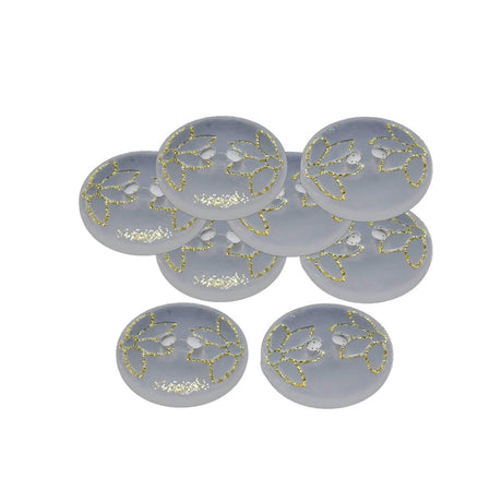 12 Pieces Clear Frosted Gold Glitter Tulip Design Buttons 13/16 Inch