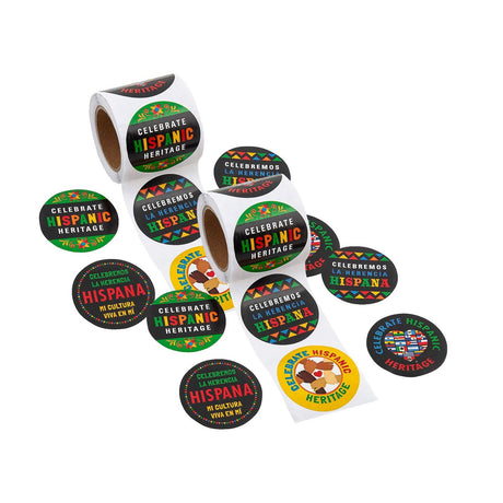 1 1/2" Celebrate Hispanic Heritage Paper Sticker Roll 100 Pc