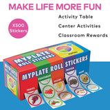 1 1/2" Bulk MyPlate Food Groups Multicolor Paper Rolls of Stickers 500 Pieces