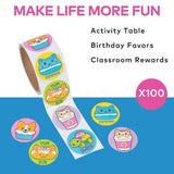 1 1/2" Scented Multicolor Foodimals Paper Sticker Roll 100 Pc