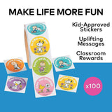 1 1/2" Peanuts Snoopy & Friends Inspirational Sticker Roll 100 Pc
