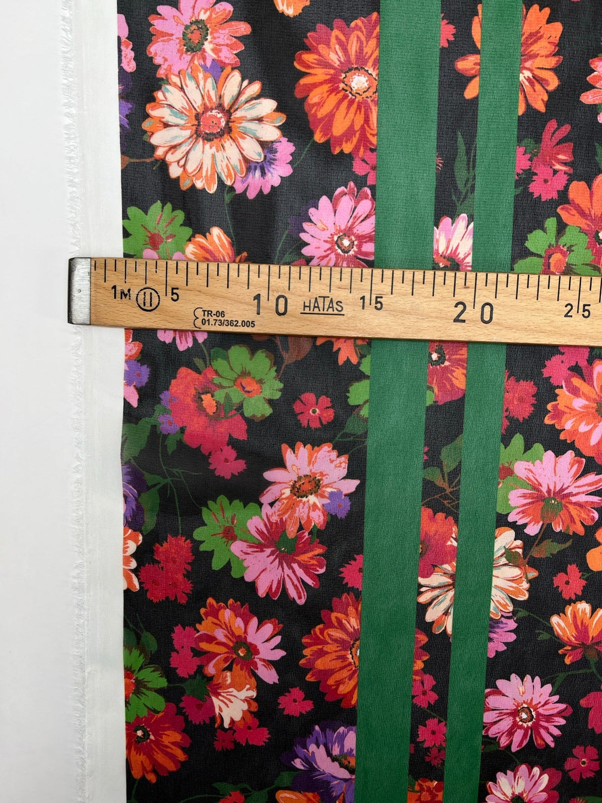 Polyester Chiffon Printed Black Pink Floral