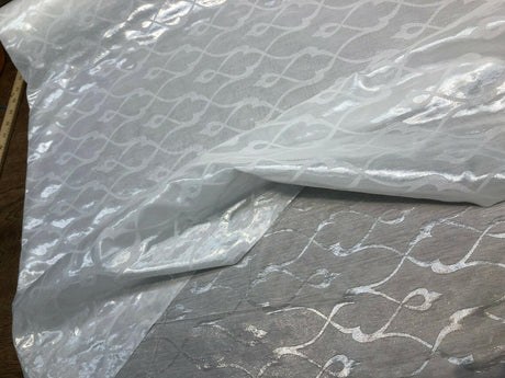 P Kaufmann NFP Palac Brocade Sheer Woven Polyester Fabric - Winter White, 118" Width, 15.70" H 15.70" V Repeat (1 Yard)