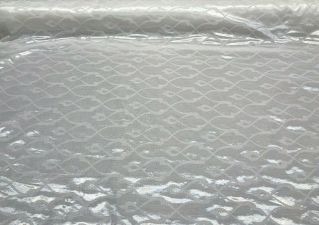 P Kaufmann NFP Palac Brocade Sheer Woven Polyester Fabric - Winter White, 118" Width, 15.70" H 15.70" V Repeat (1 Yard)
