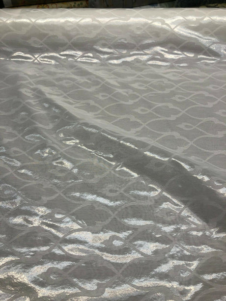 P Kaufmann NFP Palac Brocade Sheer Woven Polyester Fabric - Winter White, 118" Width, 15.70" H 15.70" V Repeat (1 Yard)