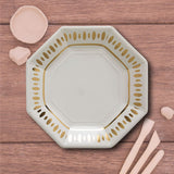 8 Count White & Gold Party Paper Dinner Plates 9" Elegant Disposable Dinner Plates