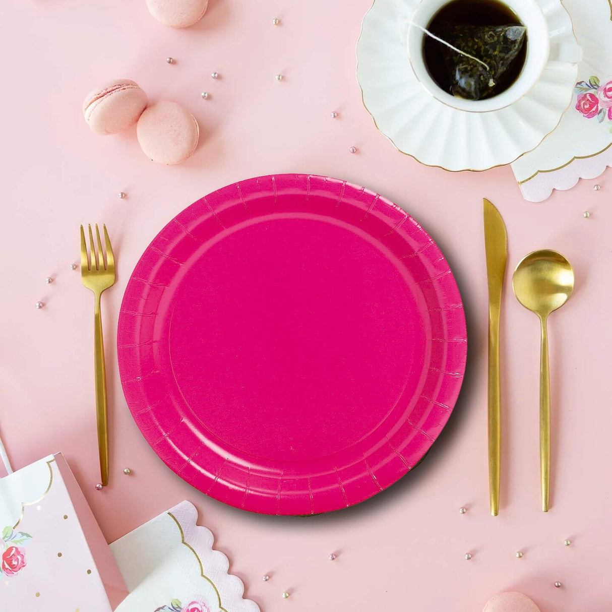 24 Ct. Hot Pink 9" Round Paper Dinner Plates Classic & Bold Tableware