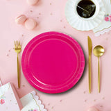 24 Ct. Hot Pink 9" Round Paper Dinner Plates Classic & Bold Tableware