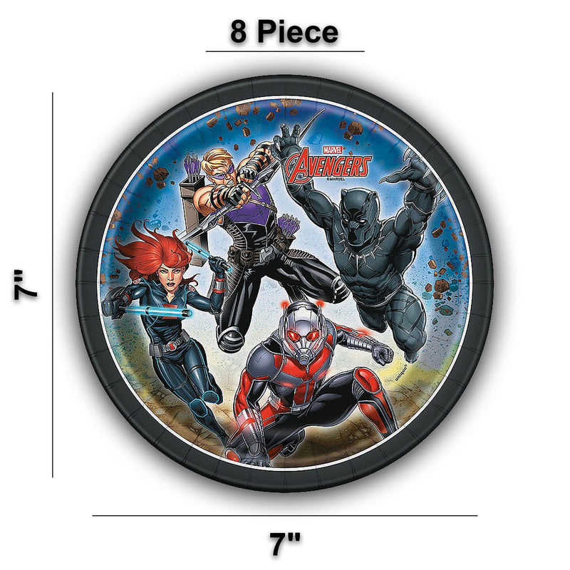 8 Ct. Marvel Avengers Paper Dessert Plates 7" Party Plates for Superhero-Themed Events