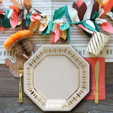 8 Count White & Gold Party Paper Dinner Plates 9" Elegant Disposable Dinner Plates