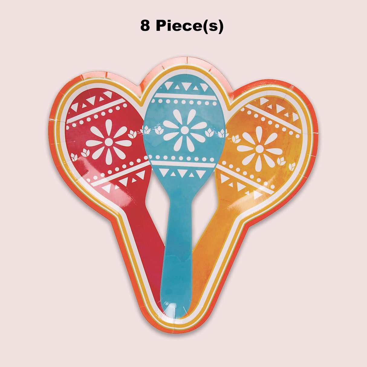 8 Count Let's Fiesta Maraca Shaped Paper Dessert Plates 7 1/4" x 7 1/2" – Colorful Party Supplies & Celebrations