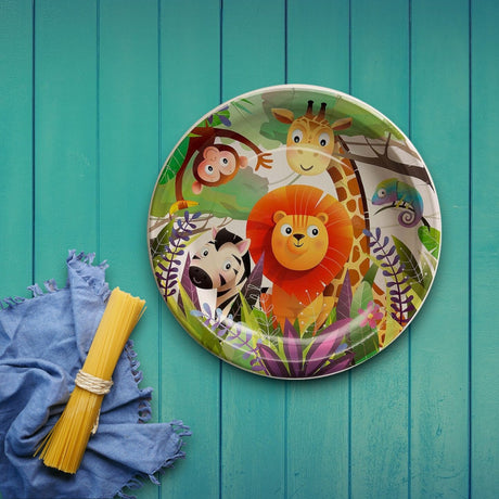 8 Count Zoo Animals Party Disposable Round Paper Dinner Plates 9" Fun Themed Party Plates