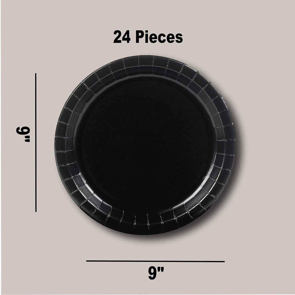 24 Count Black Paper Dinner Plates 9" Disposable for All Occasions