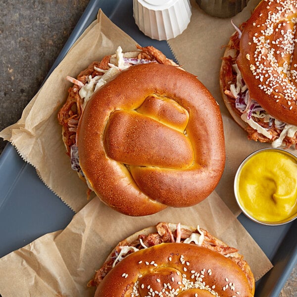 Bavarian Bakery 4" Sliced Giant Bavarian Soft Pretzel Roll 4 oz. - 80/Case