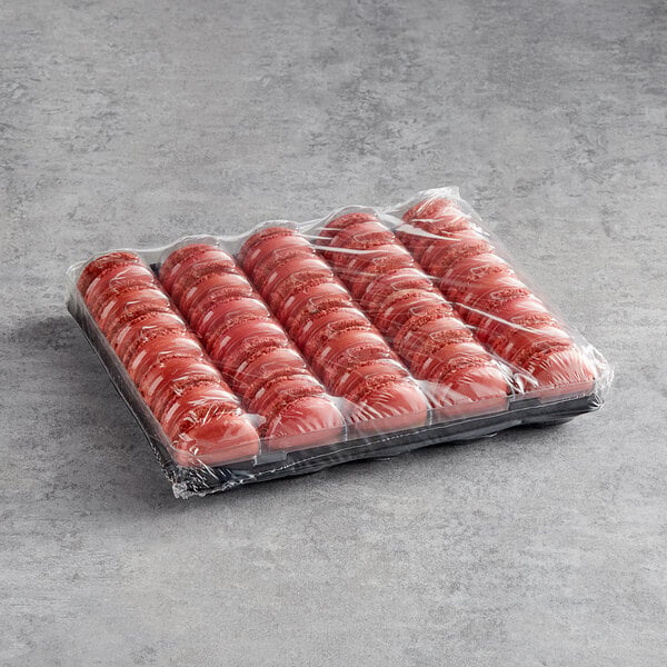 White Toque French Raspberry Macarons - 105/Case