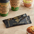 Double Serving Hot Beverage Condiment Kit with Napkin and Black / Gold Packaging - 500/Case