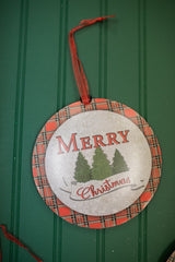 6.6” Buffalo Plaid Metal Christmas Ornaments