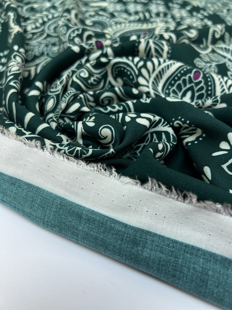 Viscose Batiste Printed Paisley Purple-Green