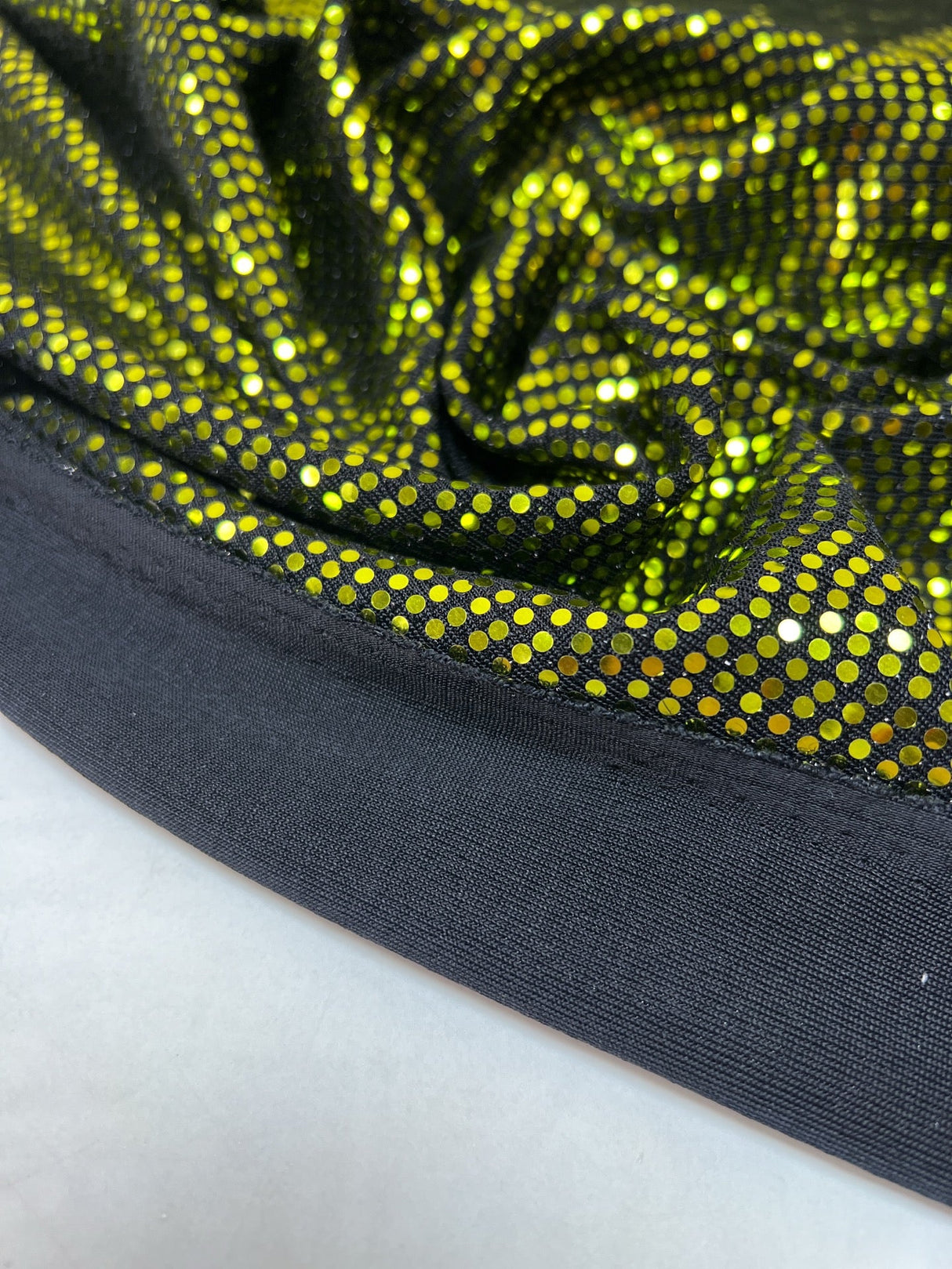 Lurex Polyester Blend Knitted Fabric Golden Green
