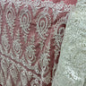 1 Yard Corded Bridal Lace Fabric Embroidered on 100% Polyester Net