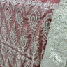 1 Yard Elegant Corded Bridal Lace Fabric Embroidered on Polyester Net Mesh