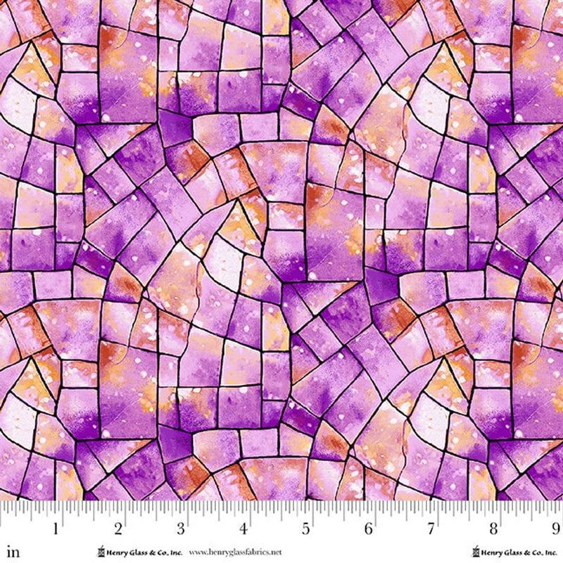 Cotton Wideback Fabric Fuchsia Kaleidoscope Stained Glass 108"
