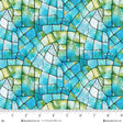 Cotton Quilt Back Fabric Turquoise/Green Kaleidoscope Stained Glass 108" Wide