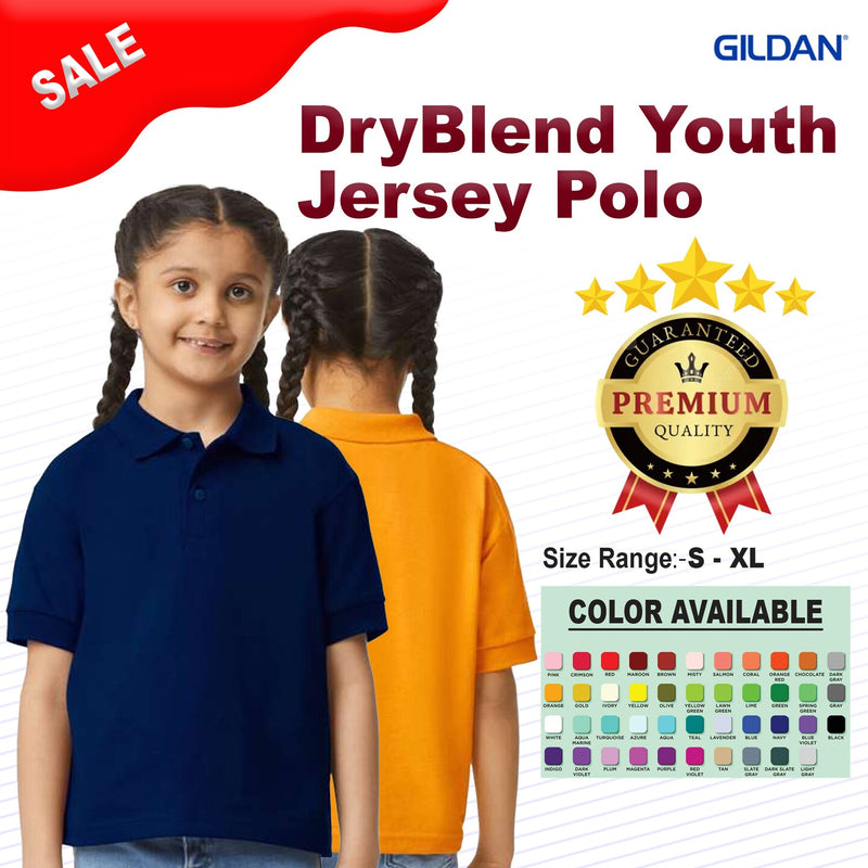 GildanÂ® DryBlend Youth Short Sleeve Jersey Polo