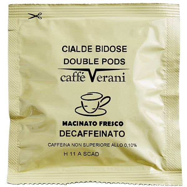 Caffe Verani Imported Italian Double-Shot Decaf Espresso Pods - 100/Case