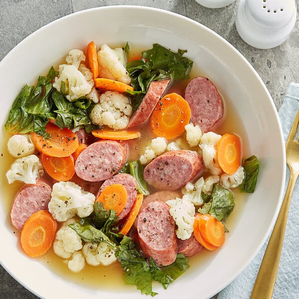 Warrington Farm Meats 7" 5/1 Smoked Kielbasa Sausage Links 1 lb. - 10/Case