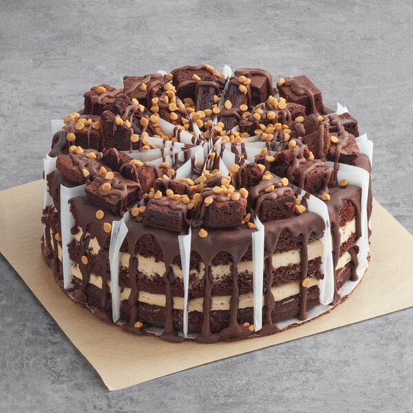 David's Cookies Annie's 14-Slice Pre-Cut Peanut Butter Explosion Cake 6.8 lb. - 2/Case