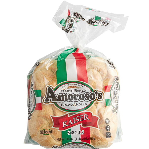 Amoroso's Philadelphia Hearth-Baked Sliced Kaiser Roll 2.4 oz. - 80/Case