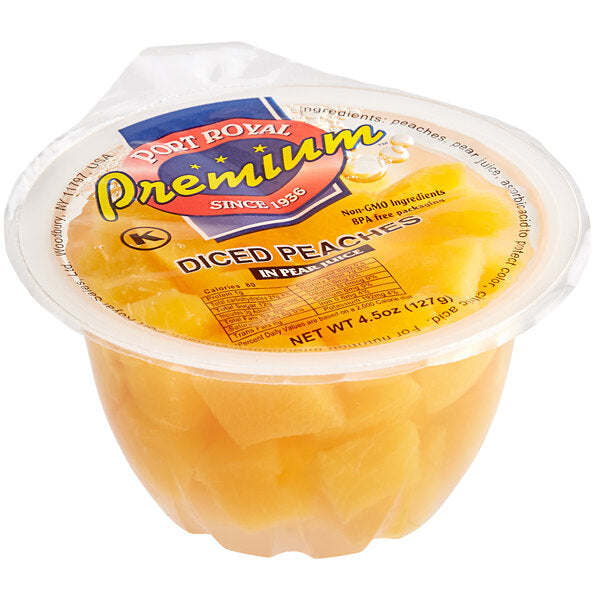 Premium Diced Peaches in Natural Juice 4.5 oz. Cups - 96/Case