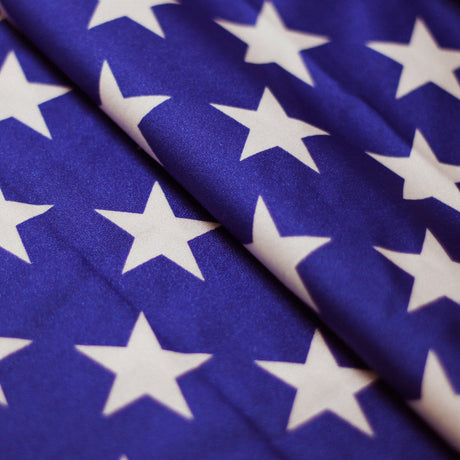 Star Bright Nylon Spandex Fabric - Red And White, Royal White, Foil Option, Patriotic American Flag Stars, 58/60" Width (1 Yard)
