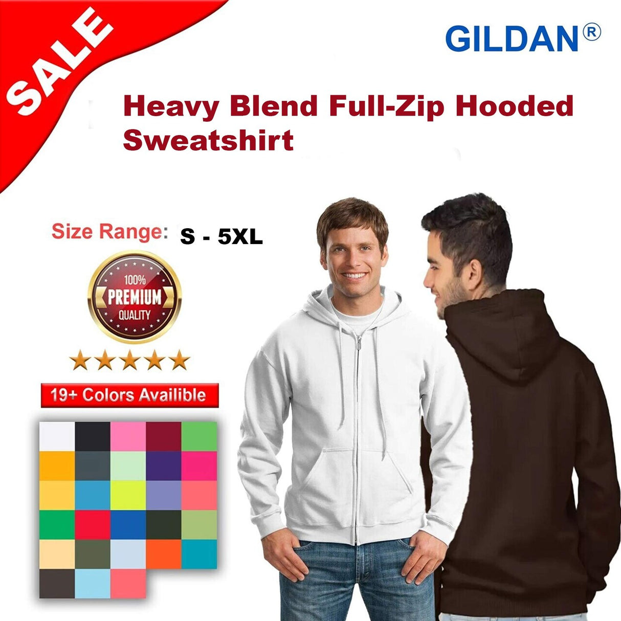 Gildan® Heavy Blend Full-Zip Long Sleeve Hooded Sweatshirt