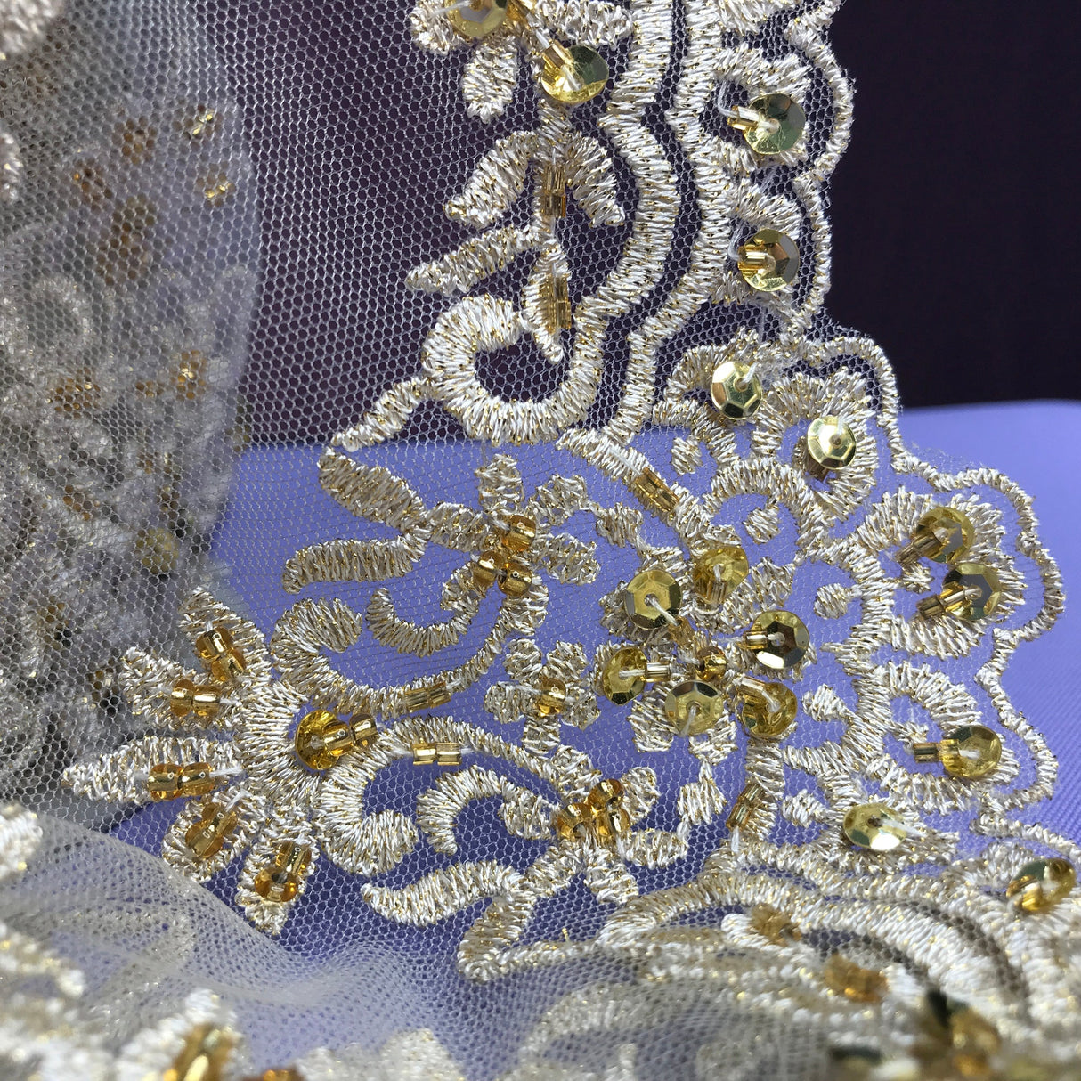 Beaded Lace Trimming Double Sided White