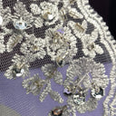 1 Yard Beaded Double Sided Lace Trimming Embroidered on 100% Polyester Net Mesh 6″ Wide