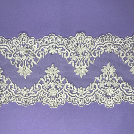 Beaded Lace Trimming Double Sided White