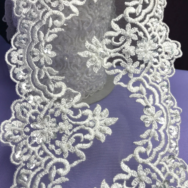 Beaded Double Sided Lace Trimming 6"