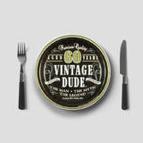 60th Birthday Vintage Dude Paper Dessert Plates 7 Inch for Party and Celebration Decor