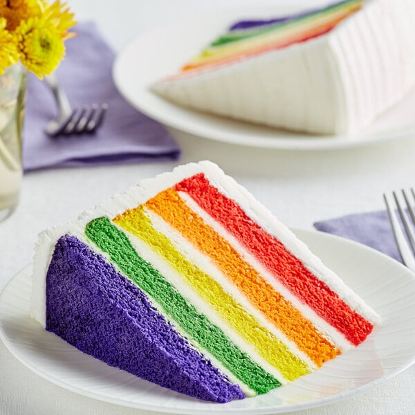 David's Cookies Annie's 14-Slice Pre-Cut 5-Color Rainbow Cake 7.06 lb. - 2/Case