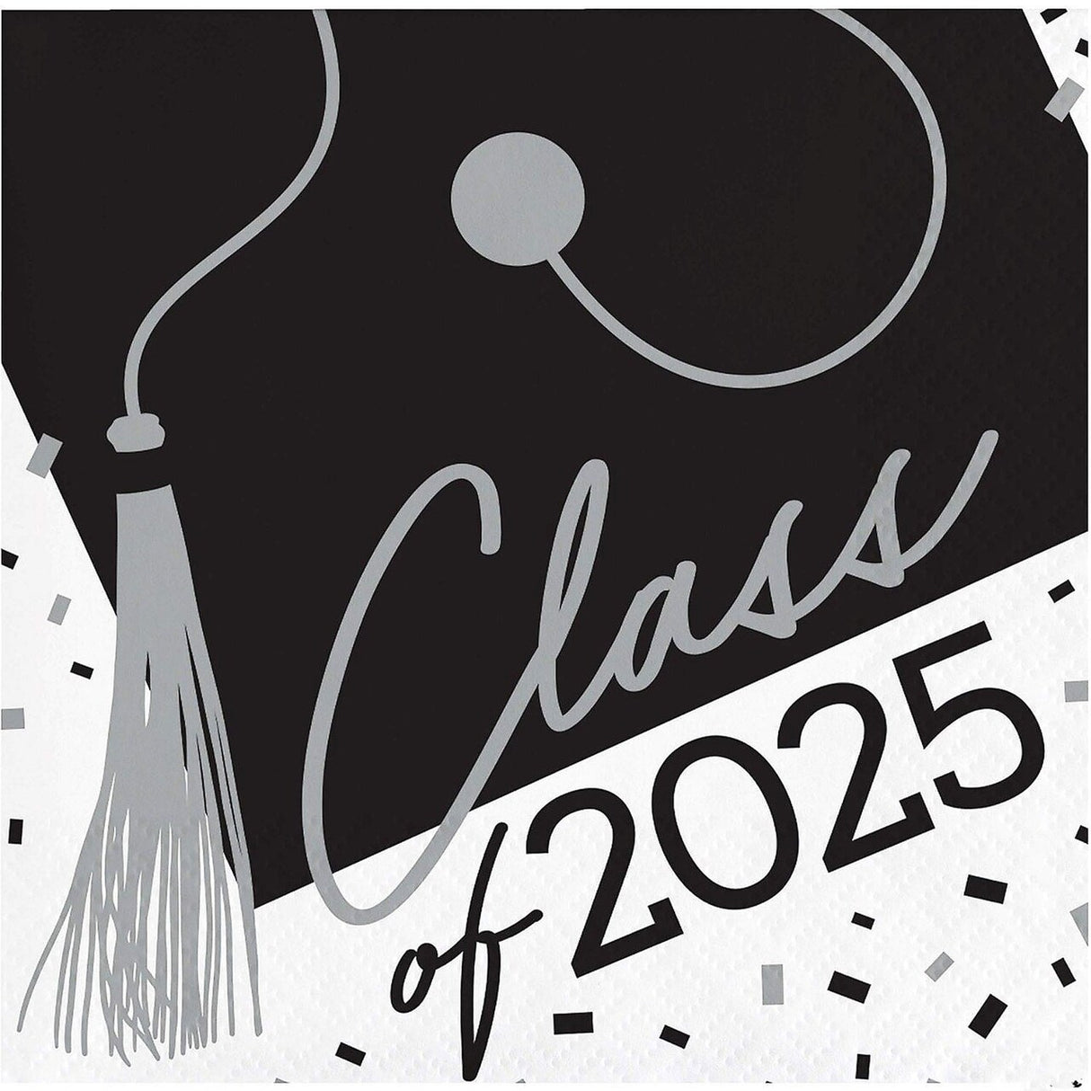 Creative Converting School Spirit White Class of 2025 Paper Beverage Napkins - 108 Count