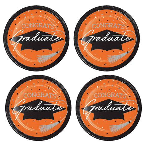 Celebrate in style with Creative Converting School Spirit Orange Graduation Dessert Paper Plates 54 Count
