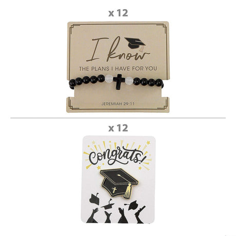 24 Pc. Religious Graduation Jewelry on Card Kit for 12